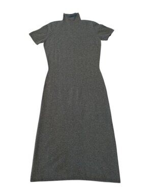 Women's Grey Short-Sleeve Turtleneck Mini Dress